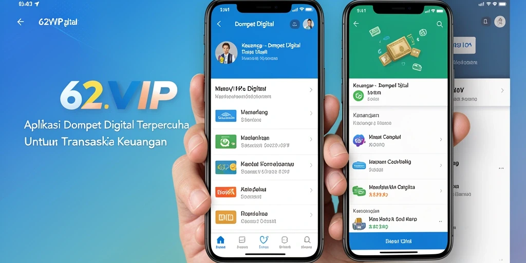 Antarmuka interaktif aplikasi 62VIP untuk transaksi digital.