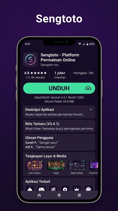 Tampilan halaman APK sengtoto