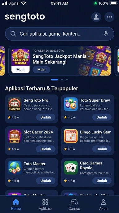 Tampilan katalog aplikasi sengtoto