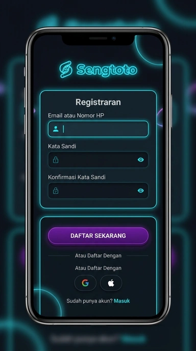 Tampilan halaman daftar sengtoto