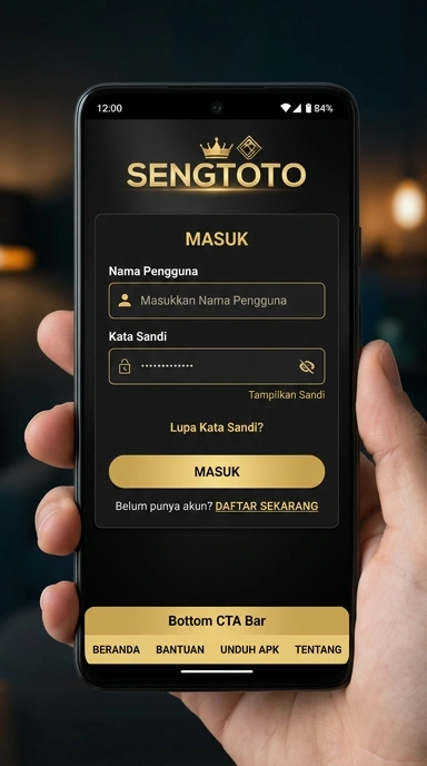 Tampilan halaman login sengtoto